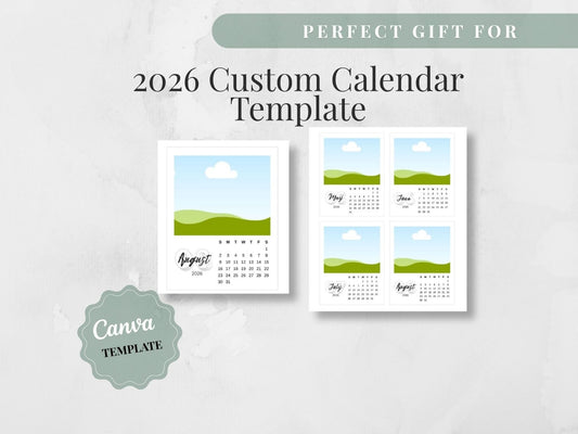2026 Photo Calendar Template | Printable Canva Calendar Instant Download