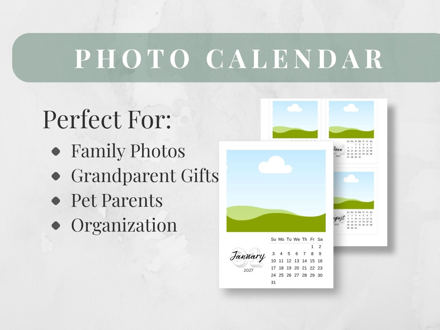 2026 Photo Calendar Template | Printable Canva Calendar Instant Download