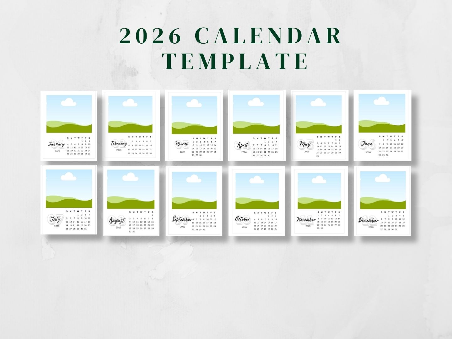 2026 Photo Calendar Template | Printable Canva Calendar Instant Download