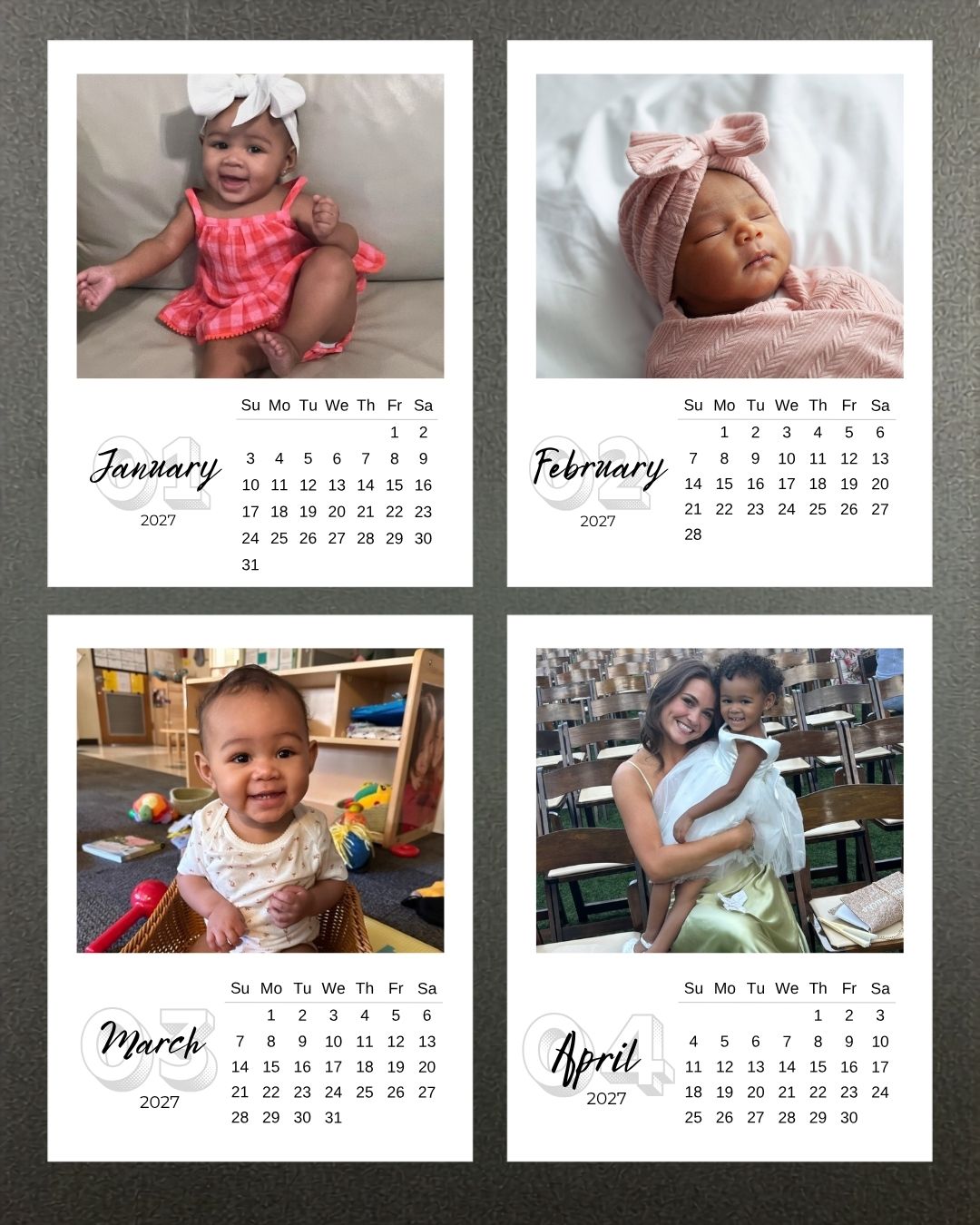 Custom 2027 Photo Calendar Magnets | Refrigerator Picture Calendar
