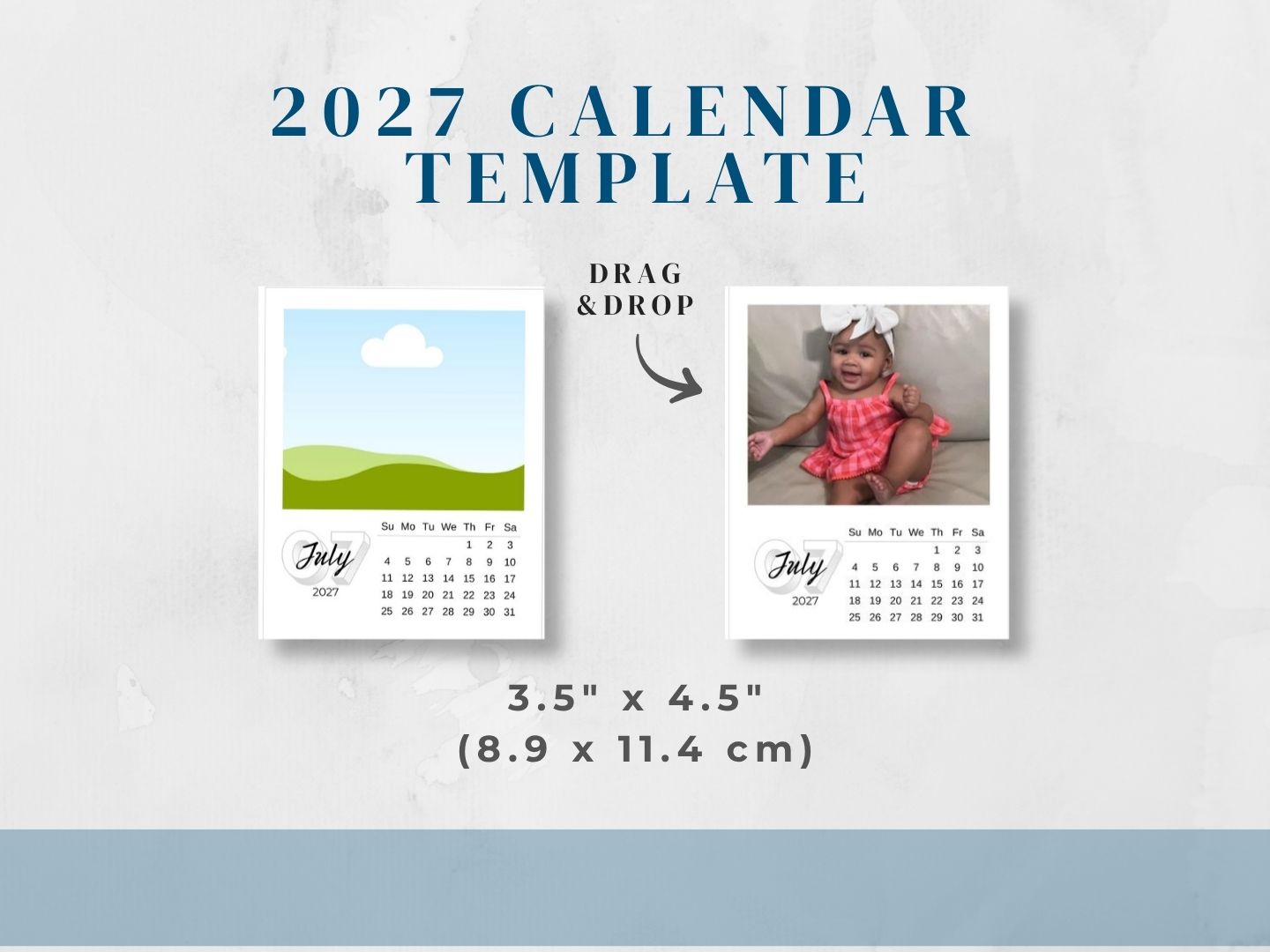 2027 Photo Calendar Template | Printable Canva Calendar Instant Download