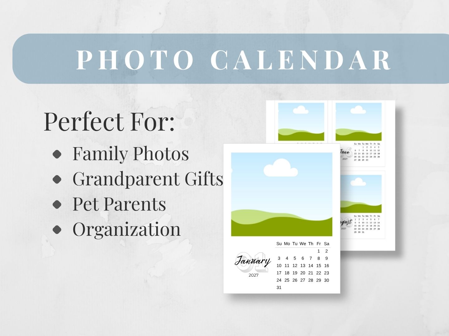 2027 Photo Calendar Template | Printable Canva Calendar Instant Download