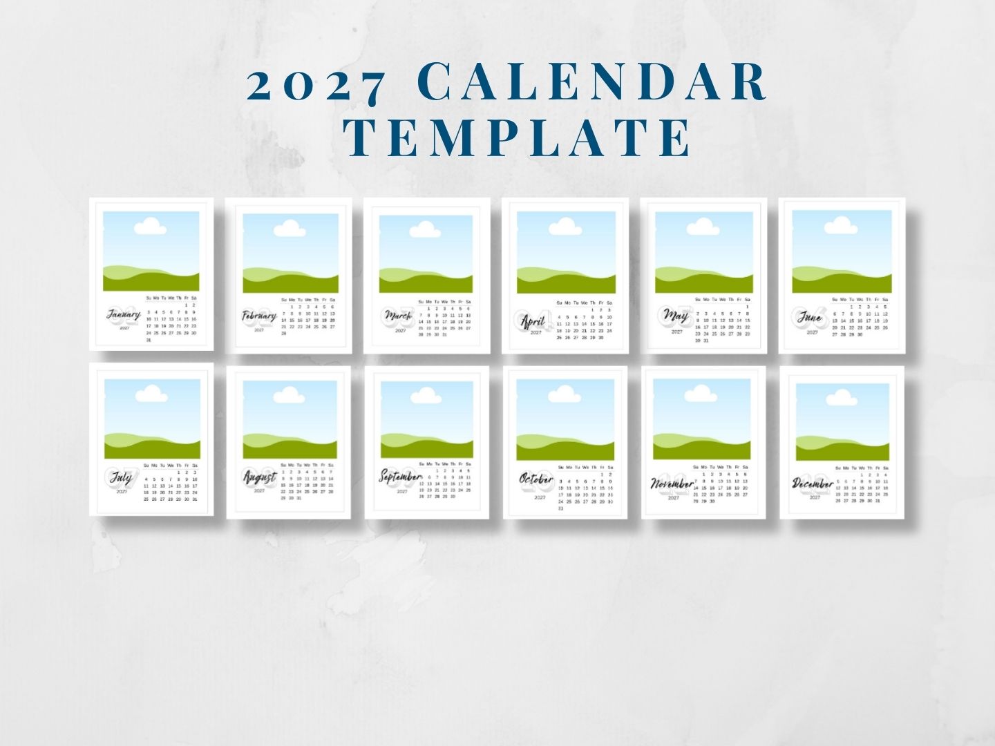 2027 Photo Calendar Template | Printable Canva Calendar Instant Download