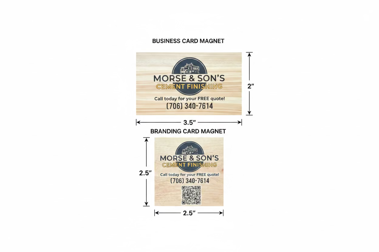 Wooden background with Morse & Son's Cement Finishing logo and contact information on a dark gray background