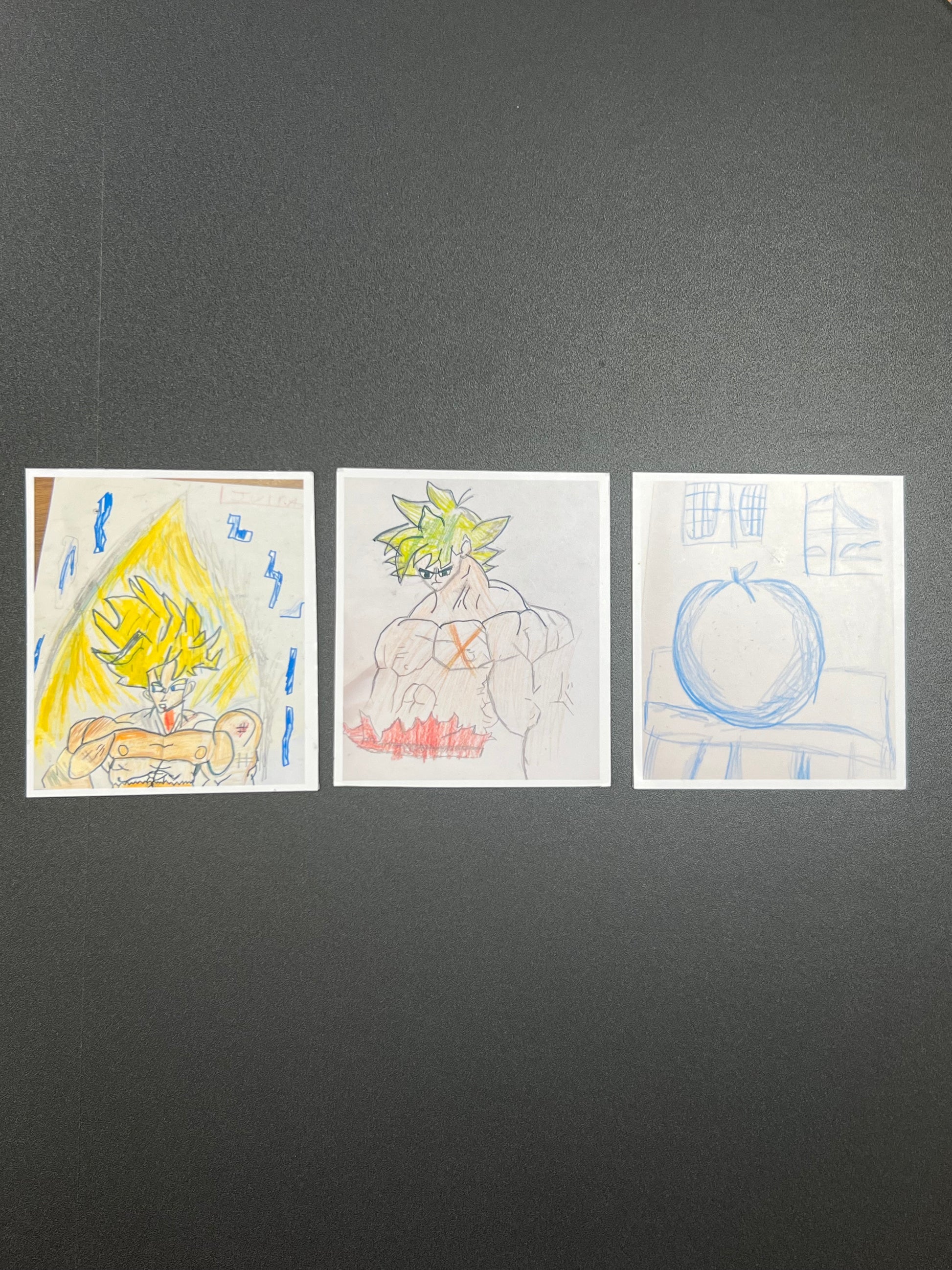 Three hand-drawn illustrations on a gray background